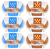 Heart Home Large Plastic Fruit, vegetable Storage Basket- Pack of 6 (Blue & Brown)-HS42KUBMART25435
